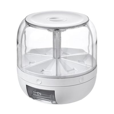 Rice Dispenser, 6-Grid 12Lbs Rotating Rice Dispenser, Rice & Grain Storage Container,One-Click Rice Output for Grains