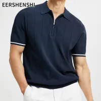 EERSHENSHI เสื้อโปโลลำลองไอซ์ซิลค์ใส่ได้หลายโอกาสสำหรับผู้ชายระบายอากาศที่สะดวกสบายใส่ได้ทุกโอกาสฤดูร้อนเสื้อยืดลาเพล