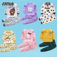 AMILA ราคาดีที่สุด พร้อมส่ง เสื้อหนาว ชุดกันหนาวเด็ก เซ็ทเสื้อกันหนาวเด็ก ชุดแขนยาวเด็ก ชุดนอน ผ้าคอตตอน
