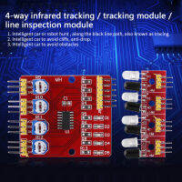 ชุดโมดูลเซ็นเซอร์ติดตามอุปกรณ์เสริมรถยนต์อัจฉริยะ4ช่องทางอินฟราเรดสะท้อนแสงสำหรับรถยนต์อัจฉริยะเซ็นเซอร์หลีกเลี่ยงอุปสรรค PCB 3.3V-5V DC