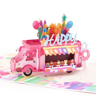 Birthday Cards Pop Up Car Cards Flower Caravan Greeting Card For Mothers Fathers Children Pop-Up Gifts