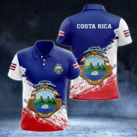 Costa Rica Flag &amp; Coat of Arms Customized Polo Shirts Summer Casual Streetwear Mens Fashion Loose Jersey Plus Size Sportswear