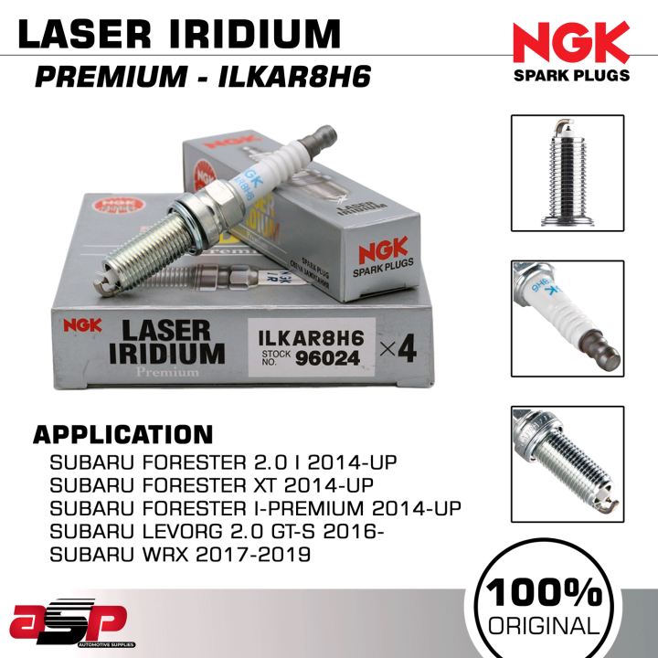 NGK ILKAR8H6 Laser Iridium Spark Plugs (1 SET / 4 PIECES) For Subaru