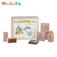 Moulin Roty ชุดตัวปั้มยาง Stamper ลายอุปกรณ์สวนครัว+ถาดหมึก MR-71229