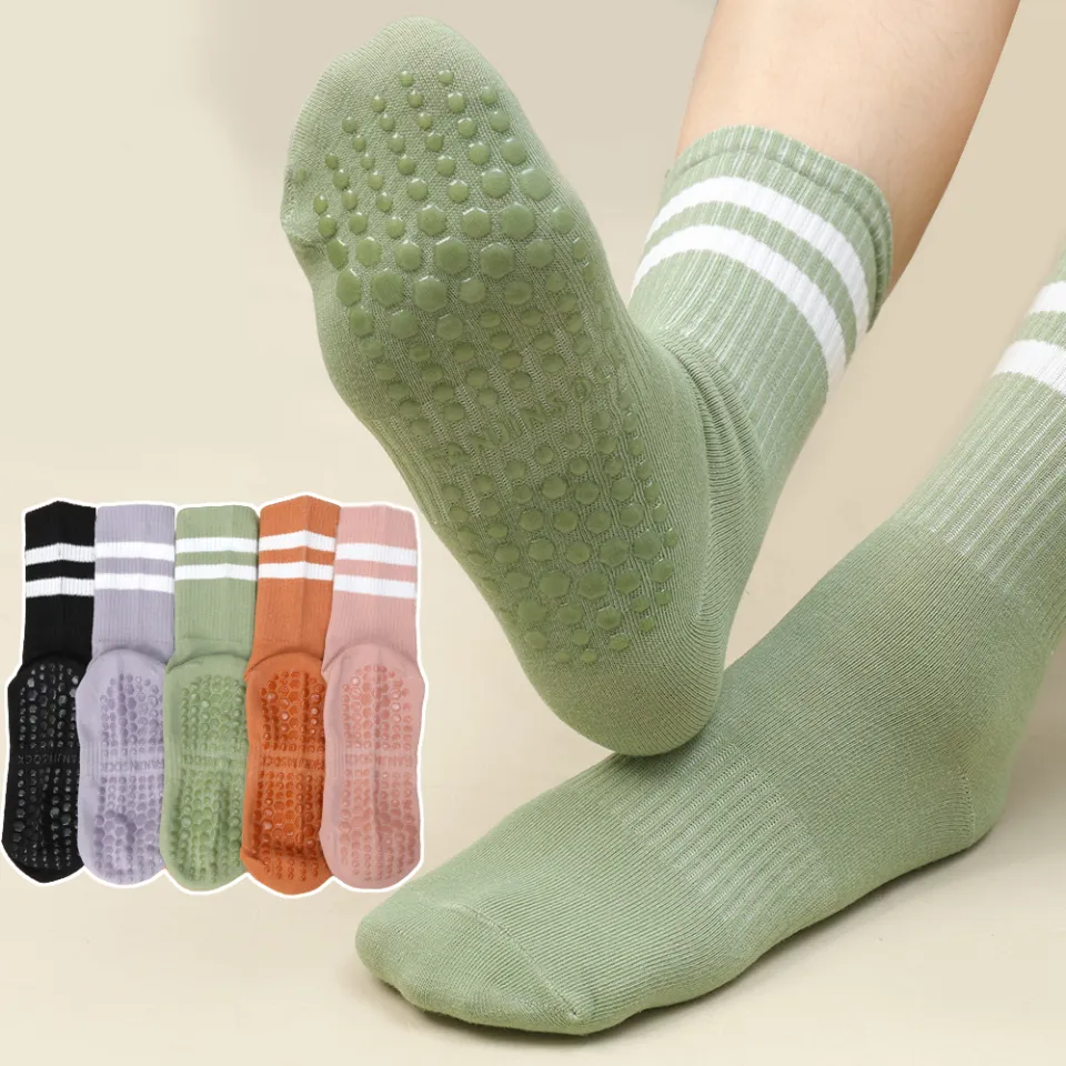 Casual Striped Pilates Socks Women Professional Silicone Anti-slip Yoga  Socks Cotton Breathable Indoor Floor Dance Sports Socks