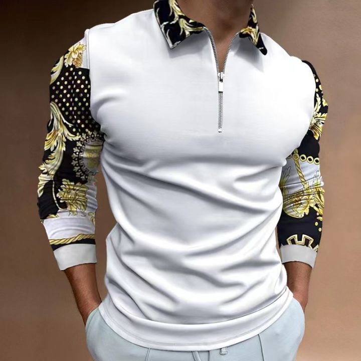 เสื้อโปโลซิปเสื้อแขนยาวลำลองสำหรับผู้ชาย1เสื้อโปโลเสื้อกอล์ฟคอโปโลเสื้อผ้าผู้ชายกีฬาเสื้อโปโล