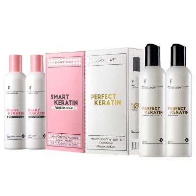 (SET) 2+2 LANGEL Perfect Keratin เพอร์เฟ็ค เคราติน (ชมพู+ขาว) 258ml.x4 ANG613/608