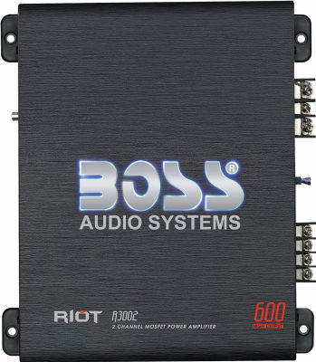 BOSS Audio Systems R3002 Riot Series Car Audio Amplifier - 600 High Output, 2 Channel, 2/8 Ohm, High/Low Level Inputs, High/Low Pass Crossover, Full Range, Hook Up to Stereo and Subwoofer, Class AB 600W 2 Channel