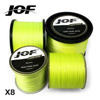 JOF Braided เอ็นตกปลาสีเหลืองฟลูออเรสเซนต์8เส้น100ม. 150ม. 300ม. 500ม. 1000ม. X8หลายเส้นเอ็นตกปลา