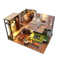 Wooden DIY Model Dollhouse Kids Furniture Miniature Doll House Assemble Kit Toys Children Handicraft Birthday Gift DIY Puzzle