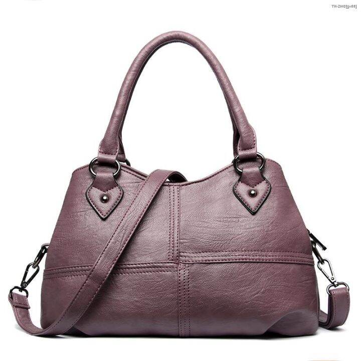 handbag-branded-กระเป๋าสตรี-2020-ใหม่กระเป๋าแม่วัยกลางคนเย็บหนังนิ่มกระเป๋าถือสามชั้นวัยกลางคนและผู้สูงอายุกระเป๋าสะพายข้างเดียว