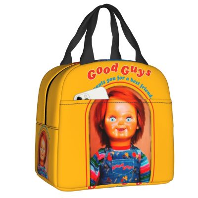 ☒✣ Chucky Retro Movies Insulated Lunch Bags for Camping Travel Good Guys Game Leakproof Thermal Cooler Bento Box Women Children