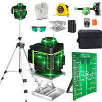 MINI STUDIO【16 Lines 4D Laser Level】เลเซอร์ระดับ เครื่องวัดระดับเลเซอ เลเซอร์ เลเซอร์วัดระดับ green line Self-Leveling 360 Horizontal And Vertical Super Powerful Laser level green Beam