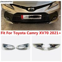 กันชนหน้ารถยนต์ฝาครอบตกแต่งกรอบโคมไฟหมอกสำหรับ Toyota Camry XV70 2021 2022 ABS อุปกรณ์เสริมภายนอกโครเมี่ยม