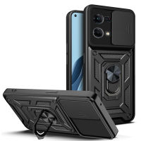 Oppo Reno8/Reno8 Pro/Reno8 Pro Plus/Reno8 T 4G/Reno8 T 5G/Reno7 5G/Reno7 4G Case,Robust Shield with Sliding Cover Camera Lens and Rotating Bracket Protective Case