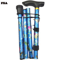 แฟกซ์พับไม้เท้าอลูมิเนียมไม้เท้าสำหรับผู้สูงอายุ Telescopic Outdoor Trekking Pole Crutches