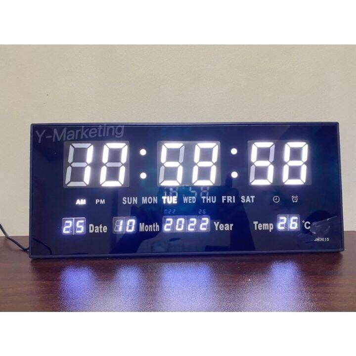 ☸ↂ﹍ (JH3615) 15” LED Digital Calendar Clock Wall-Hang Stand With Alarm ...