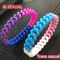 【CW】1pc Trans Sexual Bisexual Gay Lesbian Rainbow Colorful Silicone Wristband Bracelet