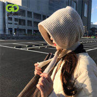 GOPLUS Red Hat Winter Beanie Hooded Small Scarves Two-wear Bonnets Korean Fashion Pullover Headscarf Ear Warm Caps Chapeau Hiver