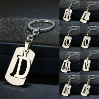 【CW】Stainless Steel 26 Letters Keychain Wallet Decoration Double-Deck Metal Initial Letter Pendant With Key Holder For Men Cool Gift