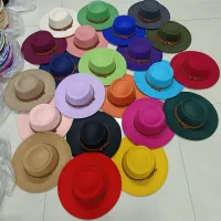 Wholesale Price Fedora Hat Winter Round Convex Flat Top Belt Accessories Fashion Felt Jazz Hats for Men and Women Fedora gorras Door Hardware Locks