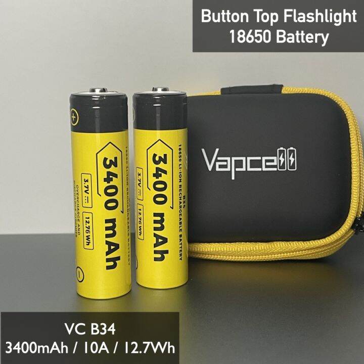 18650 Flashlight Battery 3400mah LiIon Rechargeable 10 VC B34