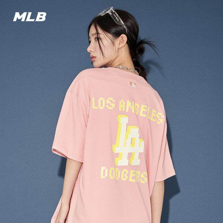 mlb-เสื้อยืด-logo-ny-t-shirt-oversize-เสื้อกีฬาแขนสั้นคู่รักแฟชั่นลำลอง