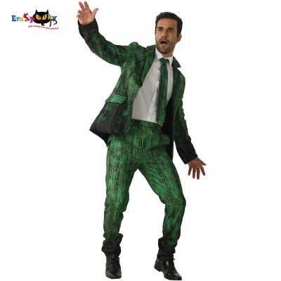 ผู้ชาย ชุดปาร์ตี้ผับ สลิมฟิต ตัวเลขสีเขียวไล่โทนสี พิมพ์ เครื่องแต่งกายสำหรับผู้ใหญ่