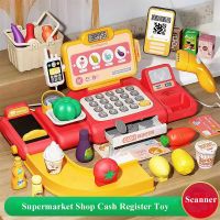 Pretend Play Calculator Cash Register Toy Supermarket Shop Cashier Registers with Scanner Microphone Credit Card Gifts for Kids