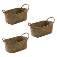 Handmade Woven Storage Basket Straw Food Container Makeup Organizer Rattan Breadfruit Case Holder