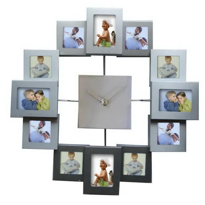 cod-14-inch-diy-photo-wall-clock-creative-art-frame-aluminum-quartz-watch