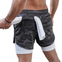 2021 Camo Running Shorts Men 2 In 1 Double-deck Quick Dry GYM Sport Shorts Fitness Jogging Workout Shorts Men Sports Short Pants