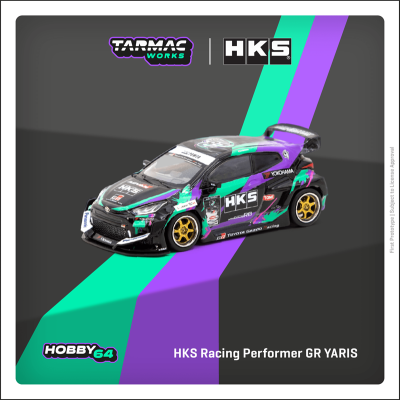 Tarmac Works 1:64 HKS Racing Performer GR YARIS Black Diecast Model Car