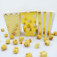 12 Gold Foil Chevron Popcorn Boxes Baby Shower Bridal Wedding Birthday Christmas Party Treat Boxes Candy Buffet Bags