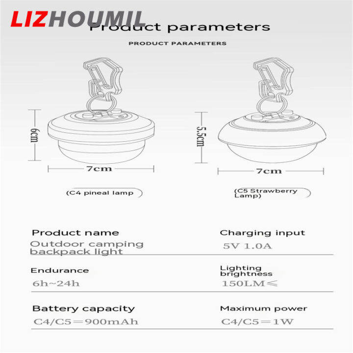 lizhoumil-โคมไฟตั้งแคมป์กลางแจ้ง3โหมดแสงอเนกประสงค์ตะเกียงตั้งแคมป์ชาร์จ-usb-พร้อมตะขอดีไซน์