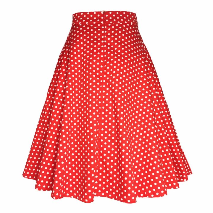 cc-small-dot-cotton-womens-skirt-pin-up-waist-rockabilly-50s