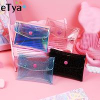 ❏✎ eTya Women Transparent Coin Purse Girls Change Money Pouch Credit Card Holder Wallet PU Female Purses Clutch Bag for Kids Gifts