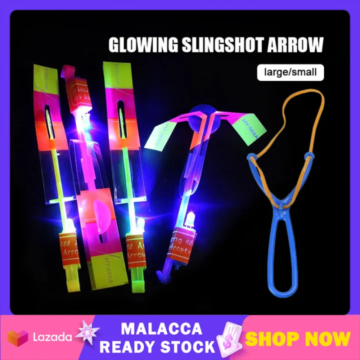 LED Slingshot Rotating Flying Toy Kids Helicopter Shining Rocket