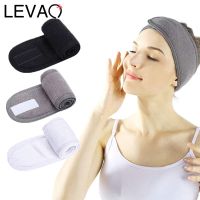 Levao สายรัดไนลอนสำหรับเล่นกีฬาสีทึบ,สายคาดศีรษะผ้ากำมะหยี่เนื้อนุ่มปรับได้สายรัดผมสำหรับแต่งหน้าไม่ลื่น