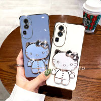 เคส OPPO Reno10 Pro + Plus A78 NFC 4G 5G เคสโทรศัพท์ ดีไซน์ใหม่วัยรุ่นอินเทรนด์ Hellokitty ขาตั้งกระจกฝาครอบเคสนิ่มเคลือบอิเล็คโทรเพลทที่มีฟังก์ชั่นการดูดด้วยแม่เหล็ก Case 2023