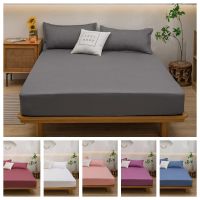 Solid Color Bed Sheet with Elastic Plain Dark Gray Fitted Bed Sheets Single/Queen/King Bed Linen sabanas cama matrimonial Sheets