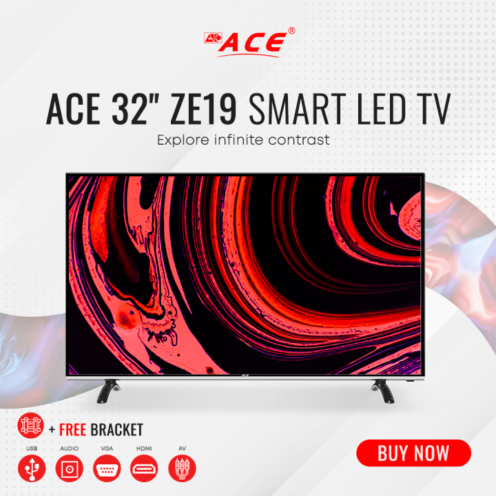 Ace 32" Slim HD Smart TV Black LED808 ZE19 WFREE CKET(FREE SHIPPING!!!) Lazada PH
