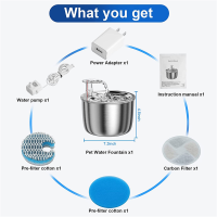 น้ำพุน้ำพุสำหรับสัตว์เลี้ยง2l 67ออนซ์เหล็กสแตนเลสสำหรับสัตว์เลี้ยงสุนัขแมวสุนัข