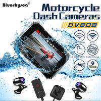 Blueskysea DV608 WIFI รถจักรยานยนต์ Dash Cam กับวัสดุโลหะทั้งหมด,4นิ้ว IPS หน้าจอสัมผัส1080จุดรถจักรยานยนต์บันทึก DVR กันน้ำ,ห่วงบันทึก,โหมด GPS