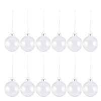 12PCS Christmas Tree Balls Glass Transparent Festival Party Christmas Balls Pendants Decorations Ornaments Gifts with Lids