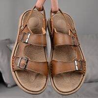 Genuine leather men sandals Breathable sumer shoes for men Plus size 38-46 beach sandals