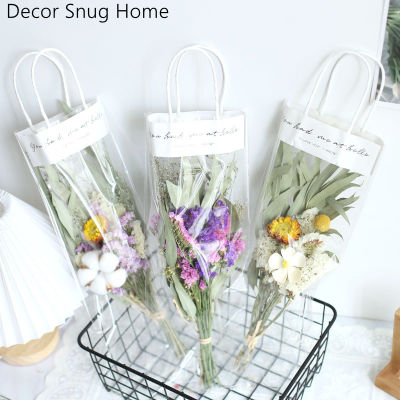 【Free Shipping】กระเป๋าช่อดอกไม้กระเป๋าถือของขวัญดอกกุหลาบวันวาเลนไทน์เรียบง่ายลายดอกไม้ถุง PVC ใสใส่อาหาร