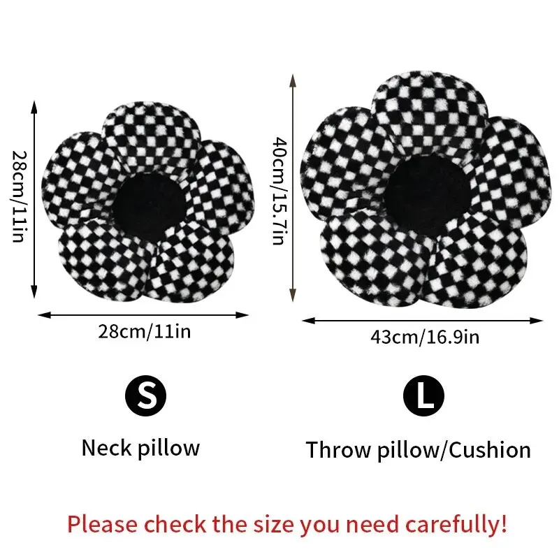 Flower Pillow,Flower Shaped Throw Pillow Butt Cushion Flower 15.7 Inches  Black