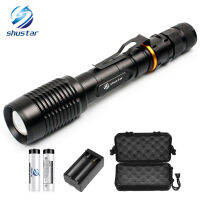 Super bright LED Flashlights T6L2 Torch waterproof zoomable led torch For 2x18650 batteries aluminum charger Gift Free gift