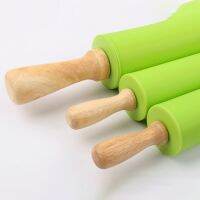 Non-Stick Silicone Rolling Pin Wooden Handle Pastry Dough Flour Roller Kitchen Cooking Baking Tool For Pasta Cookie Dough